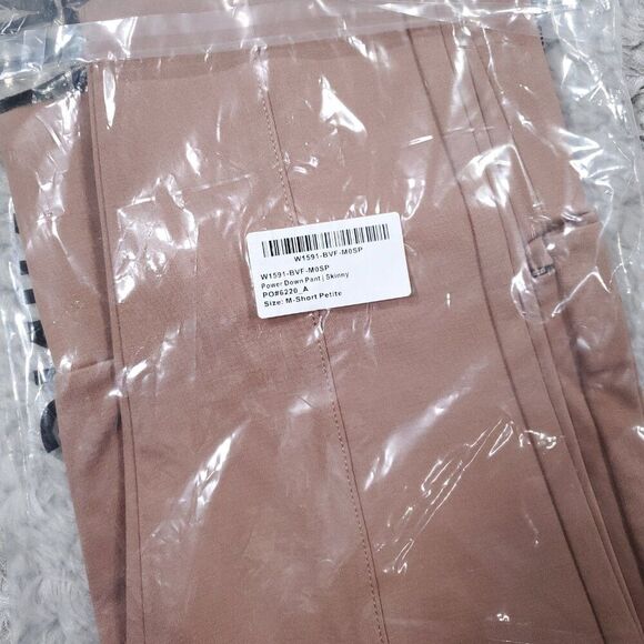 Betabrand Medium Short Petite Tan Power Down Pants Skinny Yoga Gym Brown Pull On - Picture 8 of 8